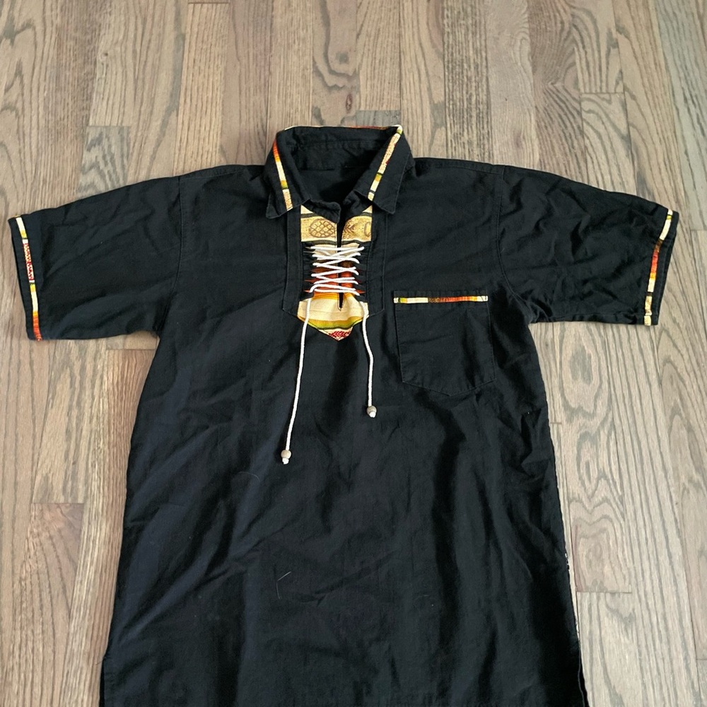 Black Men's Shirt with Colorful Accents